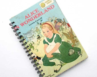 Journal. Notebook, Recycled Book Journal, Vintage Book Journal, Sketchbook, Blank Book, Alice in Wonderland, Lewis Carroll