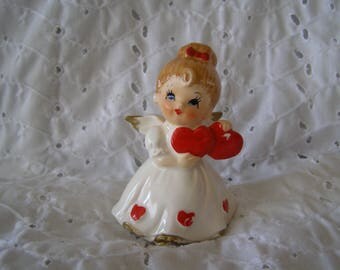 Vintage LEFTON Angel Figurine - Heart Girl Valentine's Day Valentine Lady