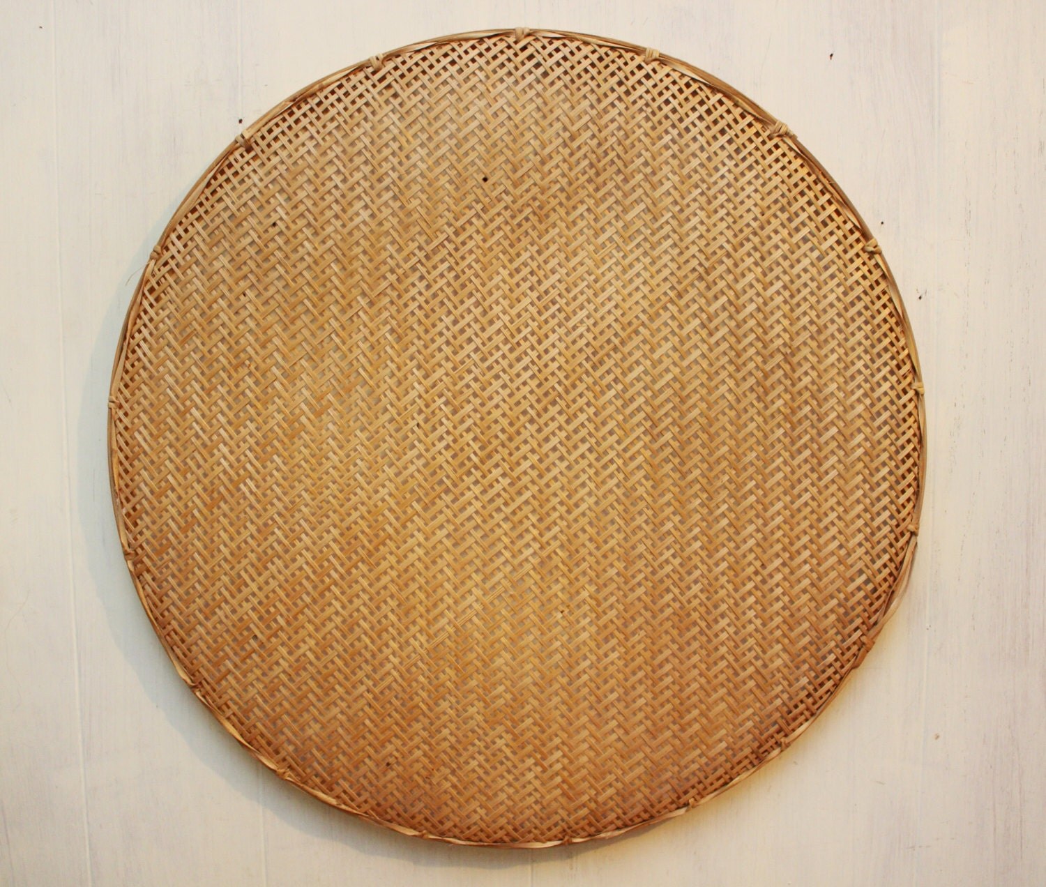 large round bamboo tray wicker serving tray by ninedoorsvintage