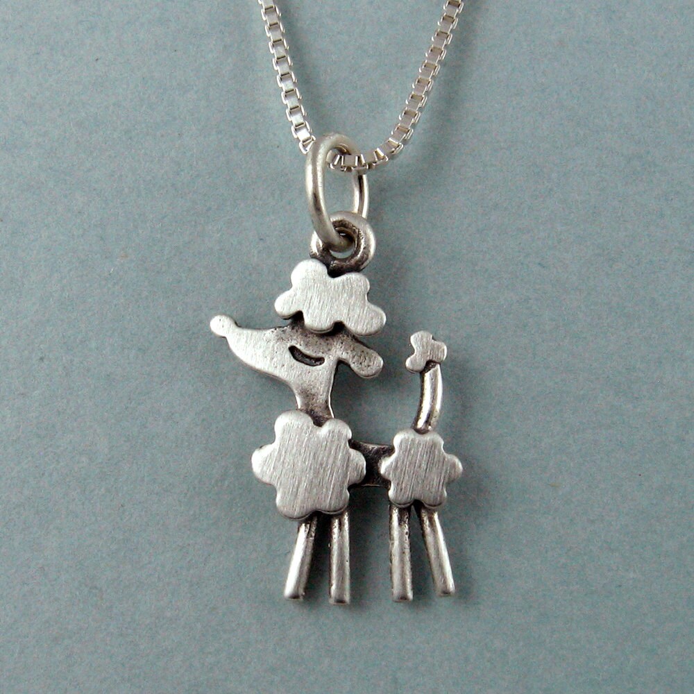 Tiny poodle necklace / pendant by StickManJewelry on Etsy