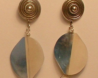 Mother of pearl and sterling silver earrings