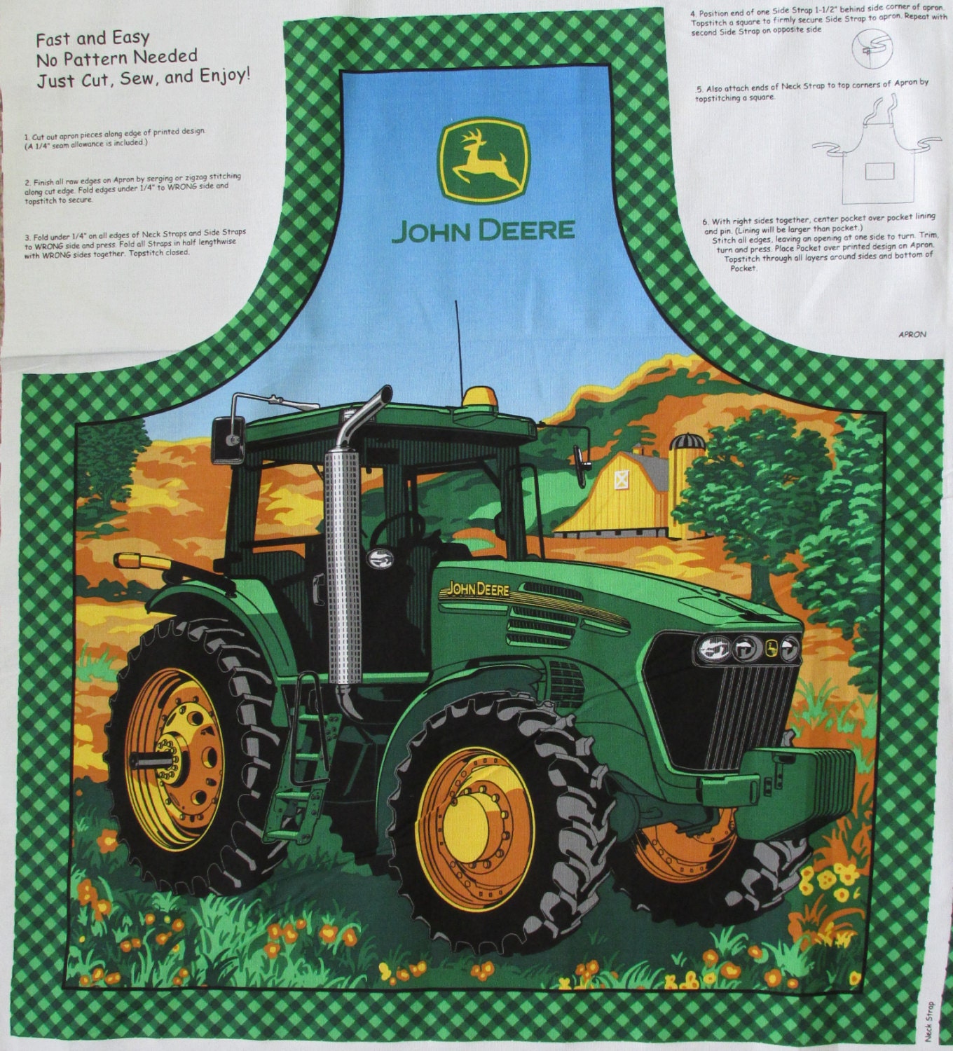 John Deere Apron Fabric Panel Cotton Canvas roughly 36" x 44" Tractor