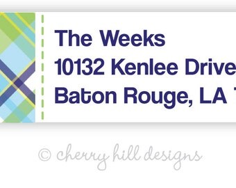 Madras Plaid (Blue) return address labels - set of 75