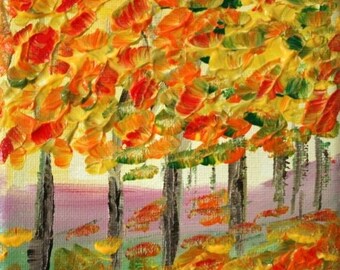 ORIGINAL Painting FALL SEASON Modern Whimsical Tree by LUIZAVIZOLI