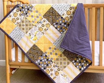 Modern Baby Quilt - Baby Boy Quilt - Baby Girl Quilt - Crib Quilt - Toddler Quilt Girl - Baby Quilt for Boy - Lightweight Quilt - Patchwork