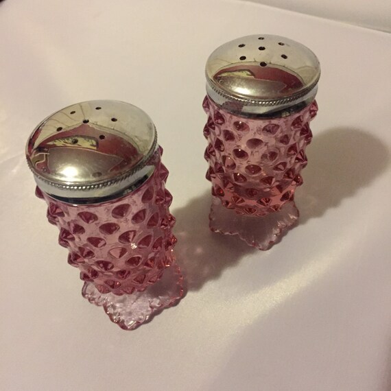 Pink Fenton Salt and Pepper Shakers Vintage by OliveOilVintage