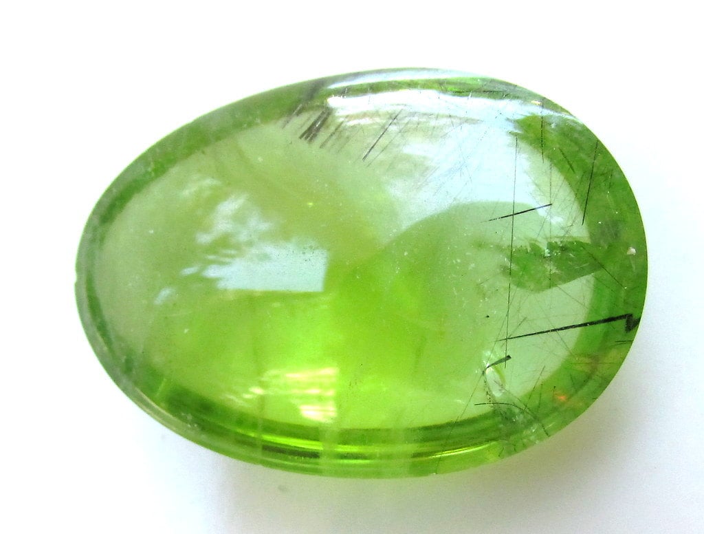 RESERVED Payment 1 14.9ct Peridot Cabochon with Black Tourmaline