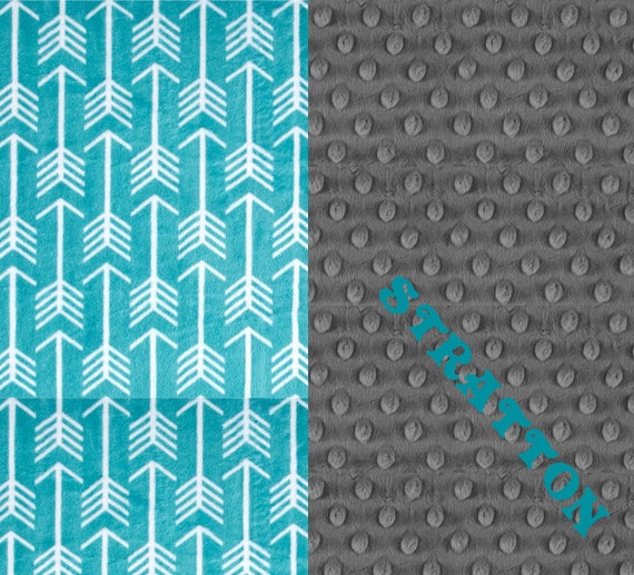 Personalized Blanket, Teal Gray Arrow Minky Baby Blanket // Girl or Boy Baby Blanket - stroller Blanket - Nursery Decor // Arrow Blanket