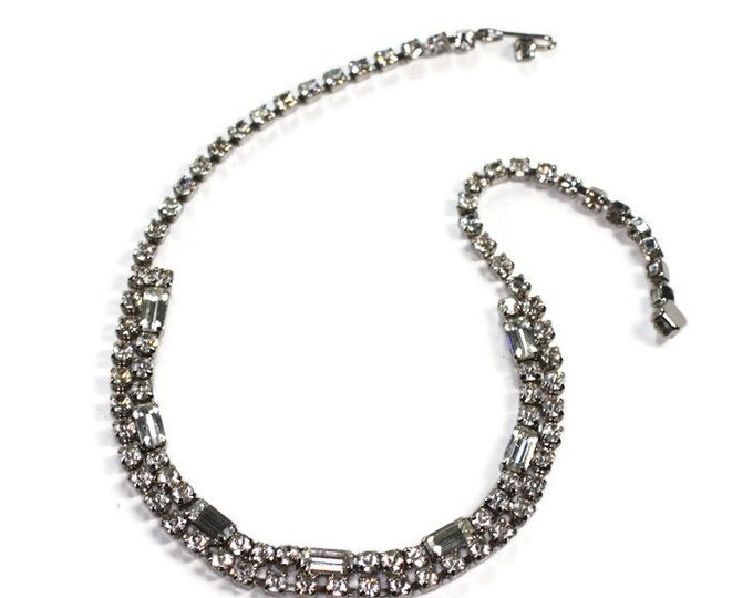 Rhinestone Crystal Wedding Necklace Baguettes and Chatons Special Occasion