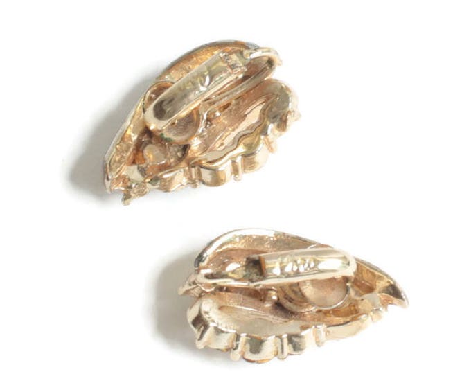 Coro Rhinestone Earrings Gold Tone Baguettes Chatons Clip On