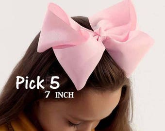 Big Bows, Jumbo Hair Bow, Pick 5, Lot Set of 5, Southern Style Bow, 6 7 or 8 Inch Bows, Texas Sized Bows, Girls Jumbo Bows, X-tra Large, SSB
