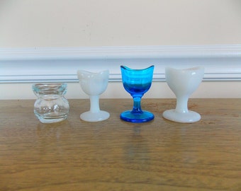 Eye Wash Cup, Glass Eye Wash Cup, Glasco, Milk Glass, Blue Glass, Eye Wash Cup Set, Medical,Vintage, Optical, Collectible, Antique