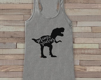 Mamasaurus Tank Top - Womens Grey Shirt - Ladies Dino Tank - Dinosaur Tank - Mother's Day Gift Idea - Family Outfits - Dino Gift for Her