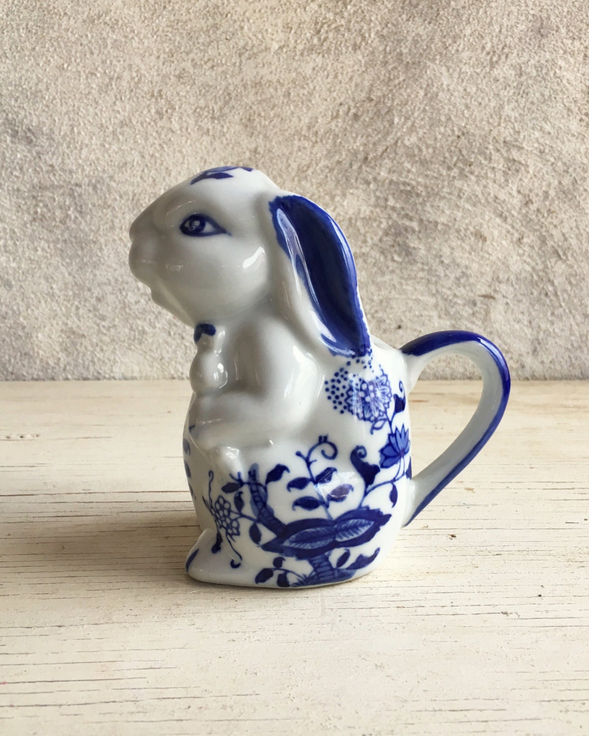 Vintage rabbit figurine creamer, ceramic bunny pitcher, rabbit decor