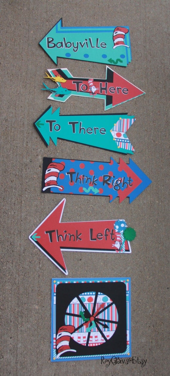 Dr. Seuss inspired arrow signs. Directions. Party by RoyGBivs