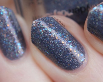 Nail polish - "Before the Storm" iridescent glitters in a grey jelly base