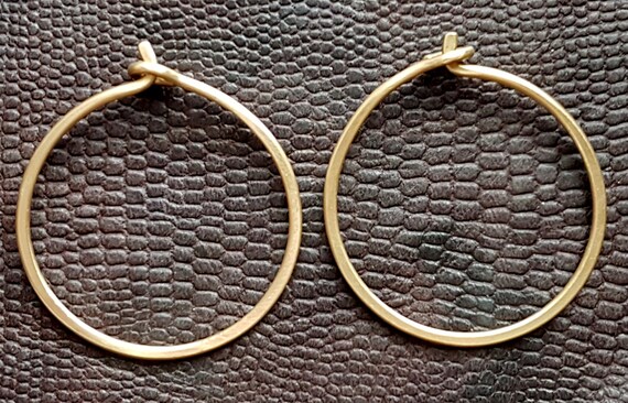 22K Gold Hoop Earrings Solid Gold Handmade Hoops by VenexiaJewelry