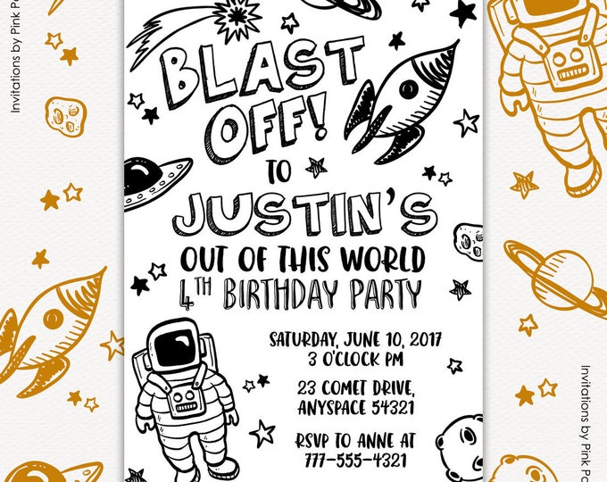 Outer Space Space Ship Astronaut Alien Party Thank You Tags Favor Tags, Out of this World Party Tags, Printable Thank You Tags