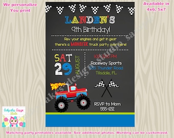 Monster Truck Birthday invitation monster truck invitation monster truck party invitation invite printable DIY