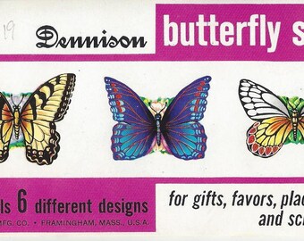 Vintage Dennison Butterfly Seals, C1970s