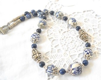delft necklace delft blue jewelry Delft blue necklace blue and white necklace delft blue necklace