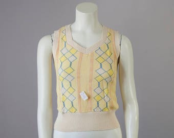 80s Vintage Deadstock Cotton Knit Vest (XS, S)