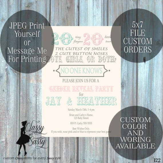 Twins Gender Reveal Invitation, Twins Invitation, Twins Baby Reveal 122
