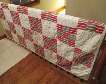 Vintage Patchwork Quilt/Stripes/Polka Dots