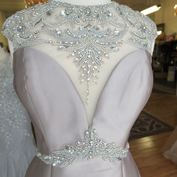 Evening gown silver rhinestone bodice sz 8 MOB dress wedding