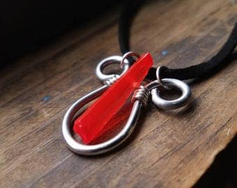 Kylo Red Kyber Crystal Inspired Wire Wrapped Quartz Pendant Necklace