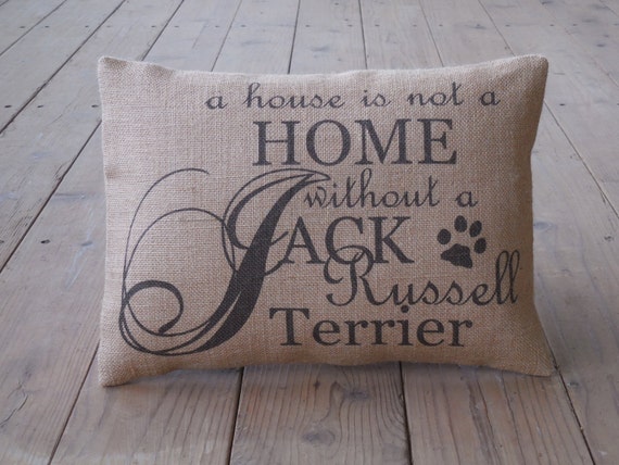 Jack Russell Burlap Pillow Dog Pillow shabby chic INSERT