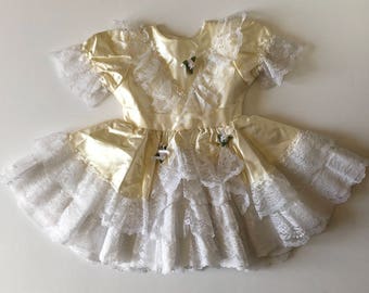 1980's Cream Satin & Lace Party Dress (4t)