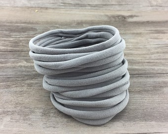 Nylon Headbands, Gray Nylon baby headbands, grey wholesale nylon headbands, Soft nylon Headbands, leaves no mark, DIY Headband supplies