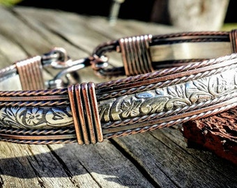 Silver, Copper, hand crafted wore wrapped, Sterling silver, antiqued jewelry