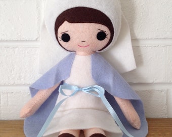 Catholic Toy Doll - Virgin Mary - Wool Felt Blend - Catholic Toy - Felt Doll
