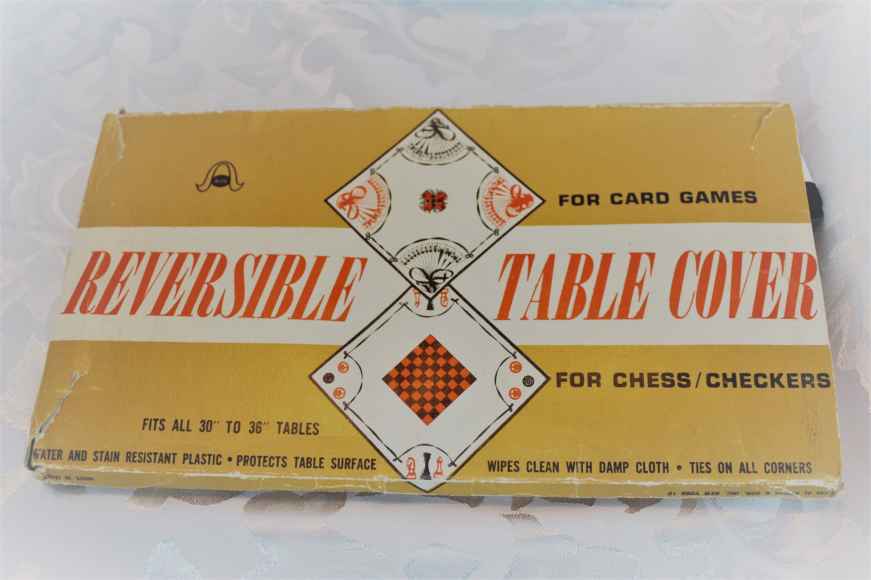 Vintage Vinyl Bridge Card Game Table Cloth Card Table Cover