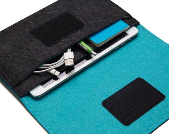 iPad Sleeve / iPad Case / iPad Cover / iPad Organizer - Dark Gray & Turquoise - Weird.Old.Snail