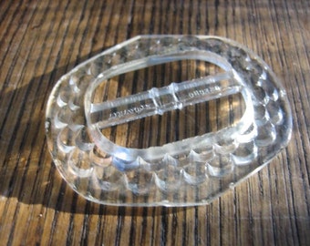 Clear Czech Glass Scarf Slide Buckle 2.5" Oval Art Deco Period 1920s 1930s