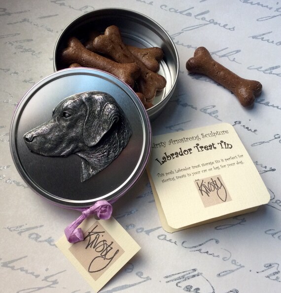 Labrador pocket treat tin. Gifts for Labrador owners. Gifts