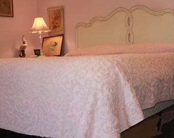 Pink Chenille Bedspread Queen 102 x 118