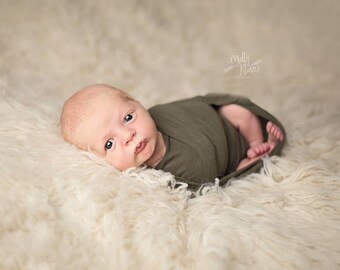 SALE newborn photography prop, dark olive green jersey stretch wrap, photo prop layering, photography prop,newborn photo wrap,baby shower