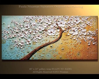 Summer Touch Painting Landscape Abstract Palette Knife Painting on Stretched Canvas Palette Knife by Nizamas