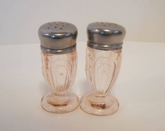 Pink Depression Glass Salt and Pepper Shakers