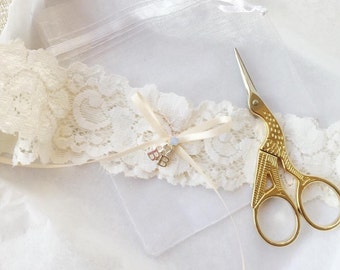 UPGRADE ADD-ON Personalise Your Wedding Garter With Sterling Silver Initials Charms - Upgrade Option