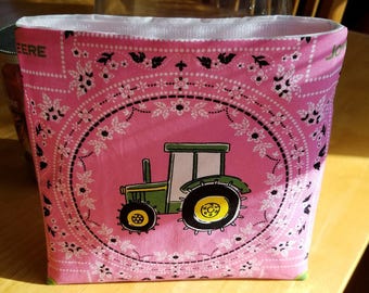 Reusable Snack Sack with Velcro Closure: Pink John Deere