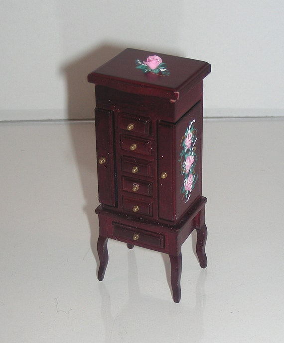 Heidi Ott Jewelry Box with Legs Hand-painted Pink Roses 1:12