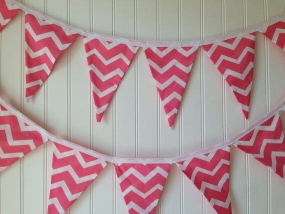 FABRIC WALL DECOR -- home décor -- nursery décor -- handmade birthday bunting banner -- pink spring -- party decorations -- kids room décor Il_570xn