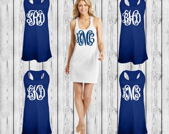 Monogrammed Swimsuit Cover up, Tank Dress, Swimsuit Coverup, Monogrammed Bridesmaid Gift, Bachelorette, Beach, Cruise, Group Order Discounts