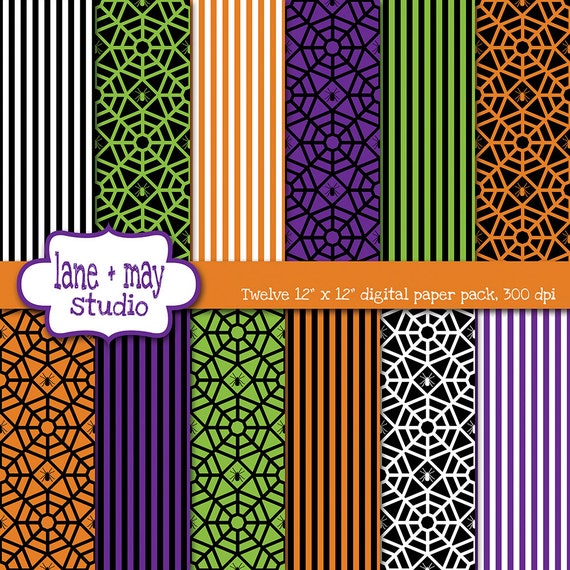 Digital scrapbook papers spider webs and stripe Digital scrapbook papers spider webs and stripe
