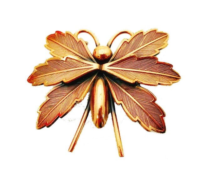 Copper Butterfly brooch- Signed Bell Trading company - Insect figurine pin